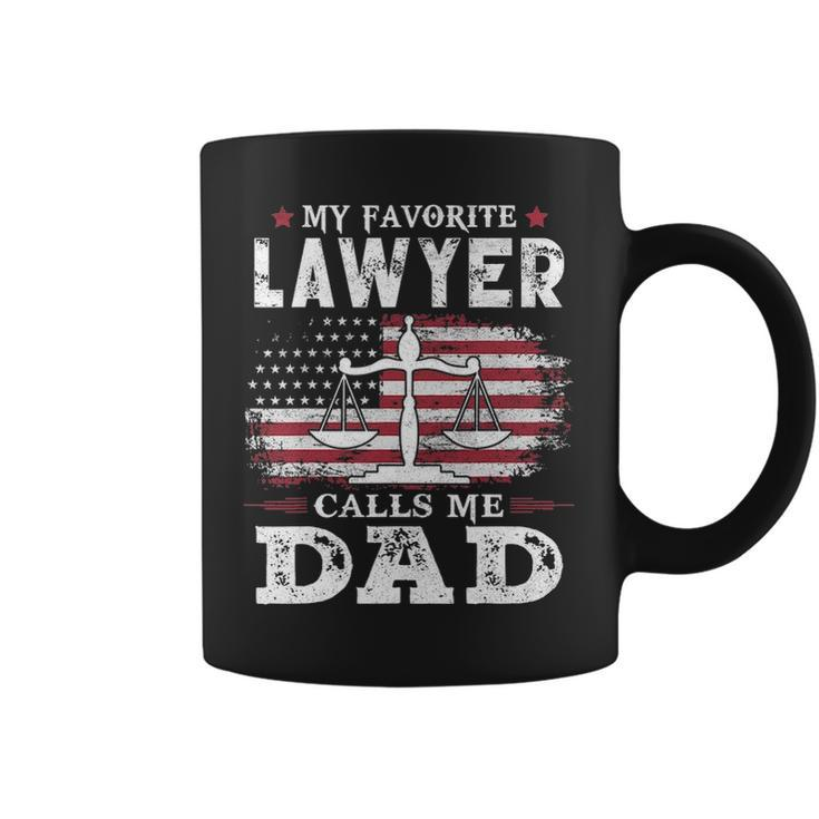 Mens My Favorite Lawyer Calls Me Dad Usa Flag Dad Father Gift Coffee Mug