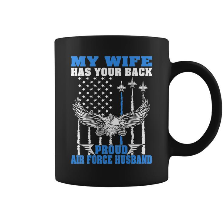 Mens My Wife Has Your Back Proud Air Force Husband Spouse Gift  Coffee Mug