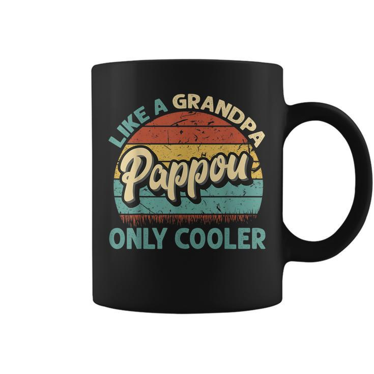 Mens Pappou Like A Grandpa Only Cooler Vintage Dad Fathers Day  Coffee Mug