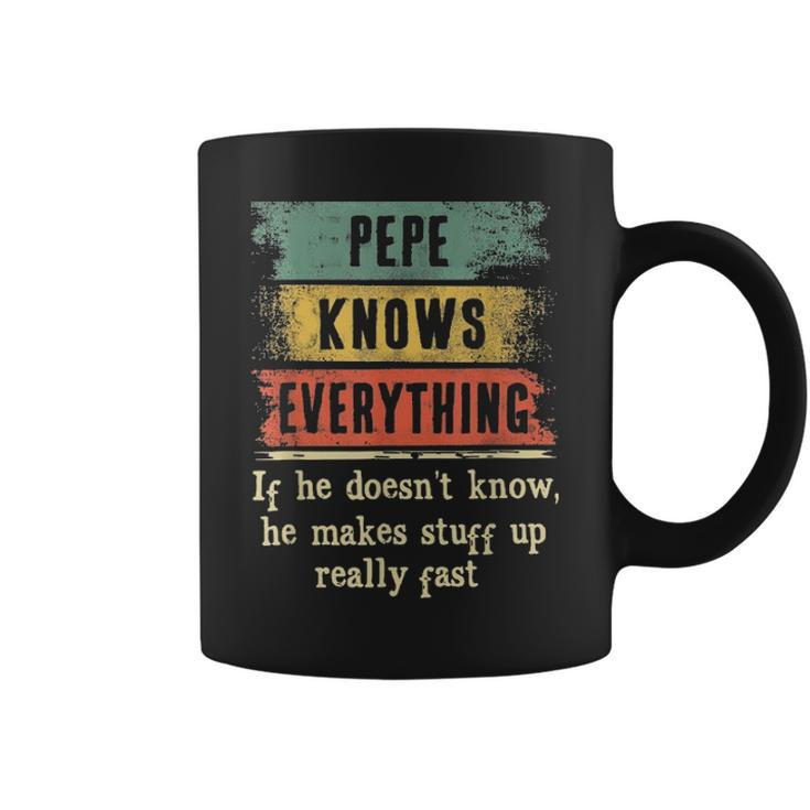 Mens Pepe Knows Everything  Grandpa Fathers Day Gift Coffee Mug