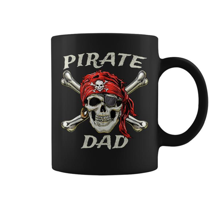 Mens Pirate Dad Skull And Crossbones Jolly Roger Birthday Pirate  Coffee Mug