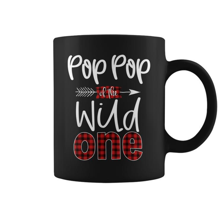 Mens Pop Pop Of Wild One Buffalo Plaid Lumberjack 1St Birthday  Coffee Mug
