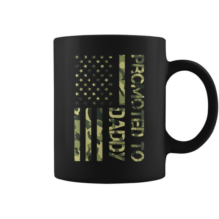 Mens Promoted To Daddy American Flag Camo Tshirt Fathers Day Tee Coffee Mug