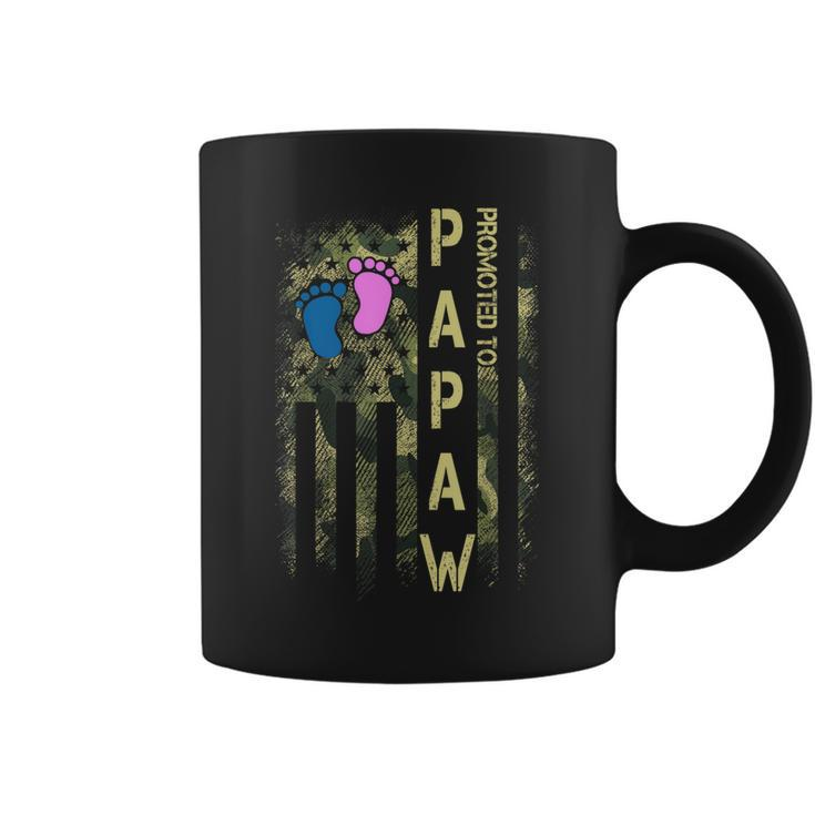 Mens Promoted To Papaw American Flag Camo Fathers Day New Dad  Coffee Mug