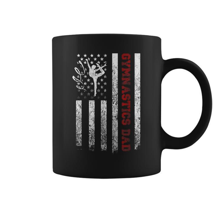 Mens Proud Gymnastics Dad American Flag  Cool Usa Patriotic  Coffee Mug