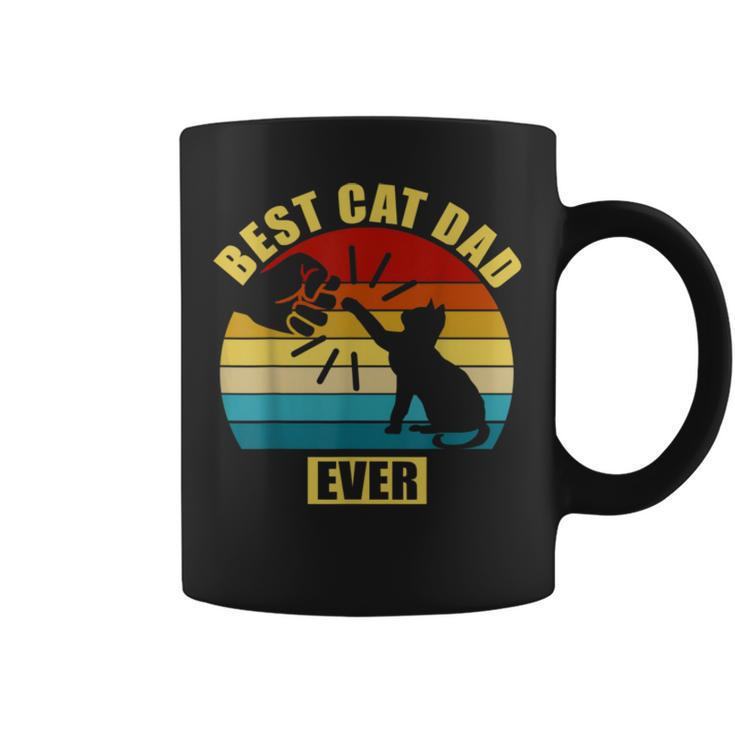 Mens Retro Vintage Best Cat Dad Ever Fist Bump Coffee Mug