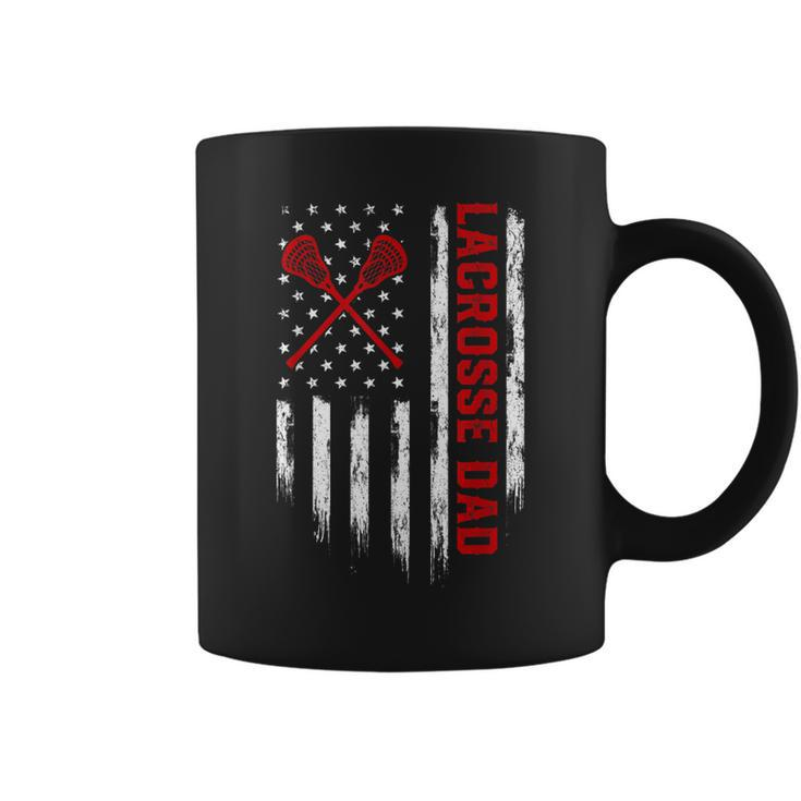 Mens Retro Vintage Usa American Flag Lacrosse Dad Patriotic  Coffee Mug