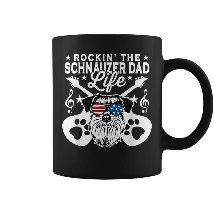 Mens Rockin The Schnauzer Dad Life Dog Lover Guitar Musician Coffee Mug