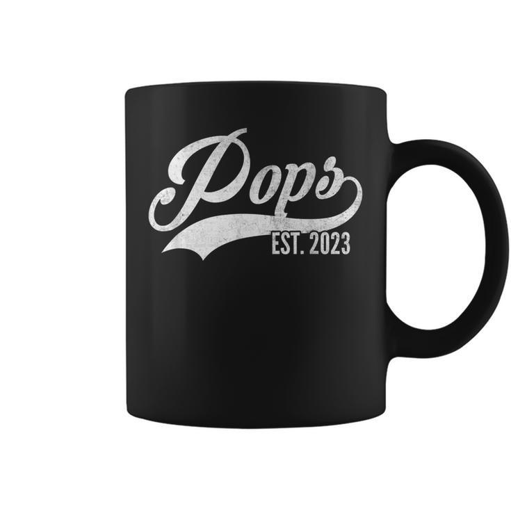 Mens Vintage Pops Est 2023 First Time Grandpa Fathers Day Gift  Coffee Mug