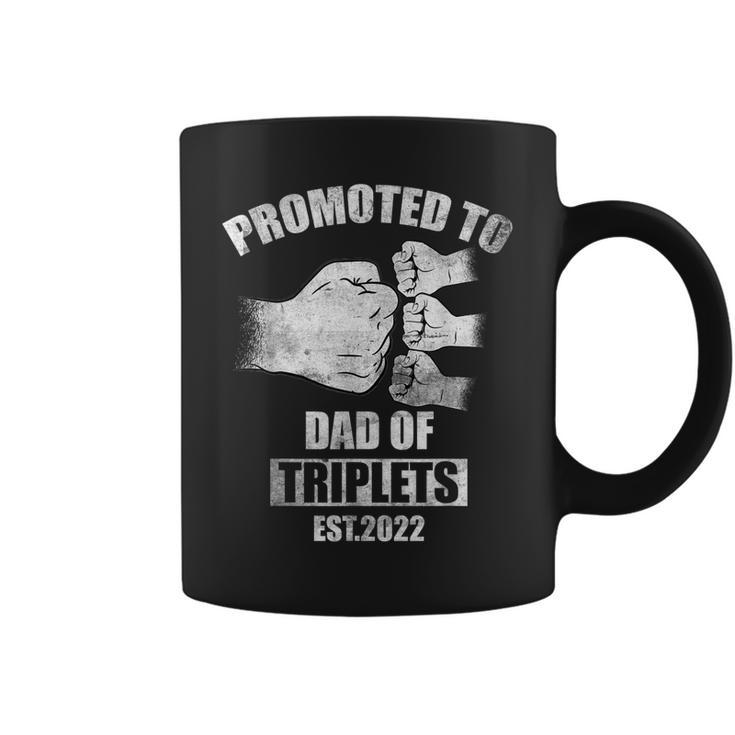 Mens Vintage Promoted To Dad Of Triplets Est 2022  Coffee Mug