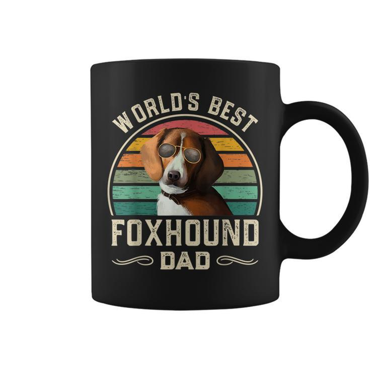 Mens Worlds Best Foxhound Dad Vintage American Foxhound Dog Dad  Coffee Mug