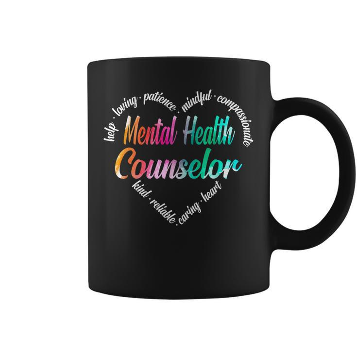 Mental Health Counselor Heart Word Cloud Watercolor Rainbow  Coffee Mug