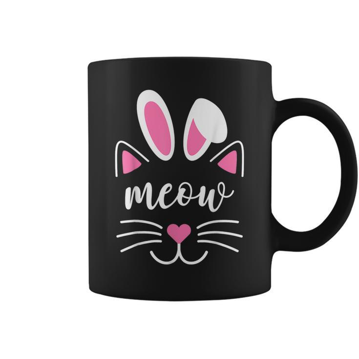 Meow Cat Face Easter Day Bunny Ears  Funny Cat Lover  Coffee Mug