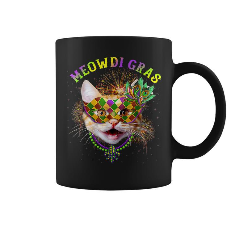 Meowdi Gras Kitten Cat Mask Beads Mardi Gras Carnival  Coffee Mug
