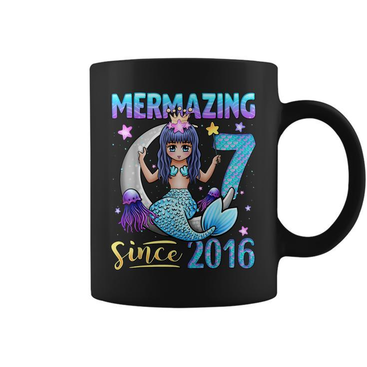 Mermaid Birthday Girl 7 Years Old Mermaid 7Th Birthday Girls  Coffee Mug