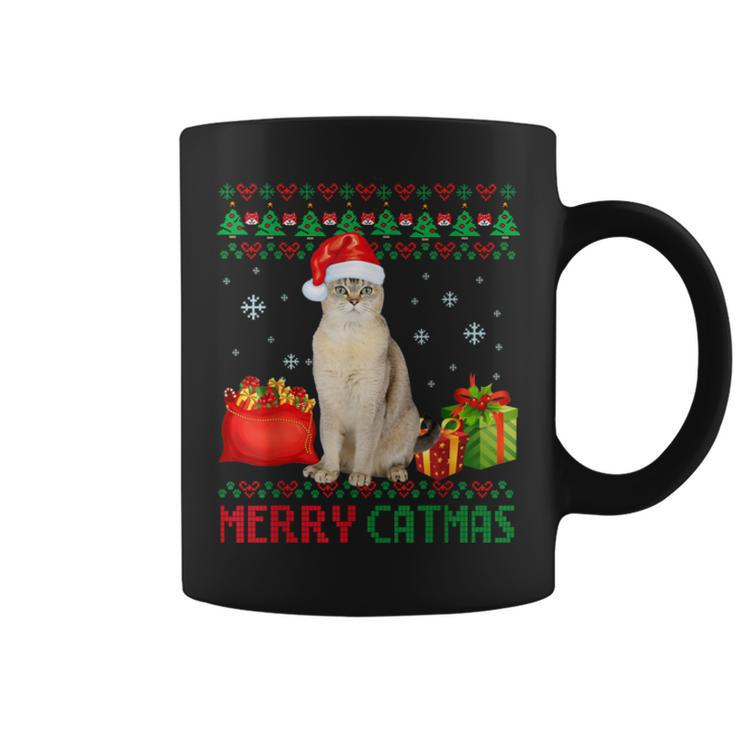 Merry Catmas Cat Ugly Christmas Burmilla Mom Dad Coffee Mug