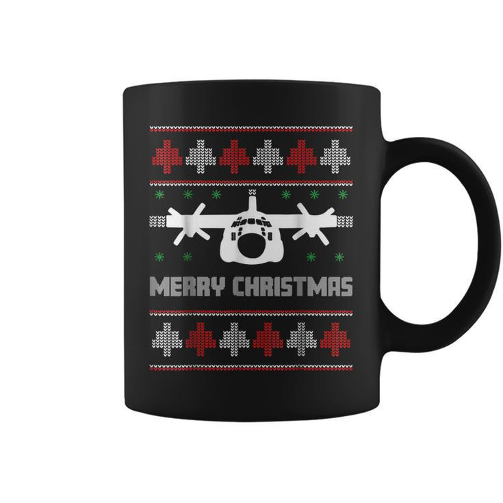 Military Airplane Ugly Christmas Sweater Army Veteran Xmas  V2 Coffee Mug