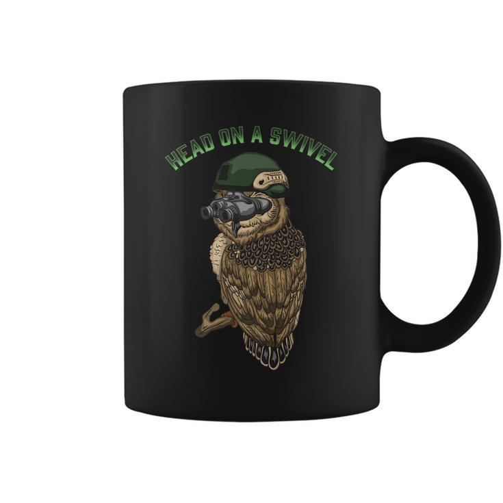 Military Owl  Head On A Swivel Tactical Gift Coffee Mug