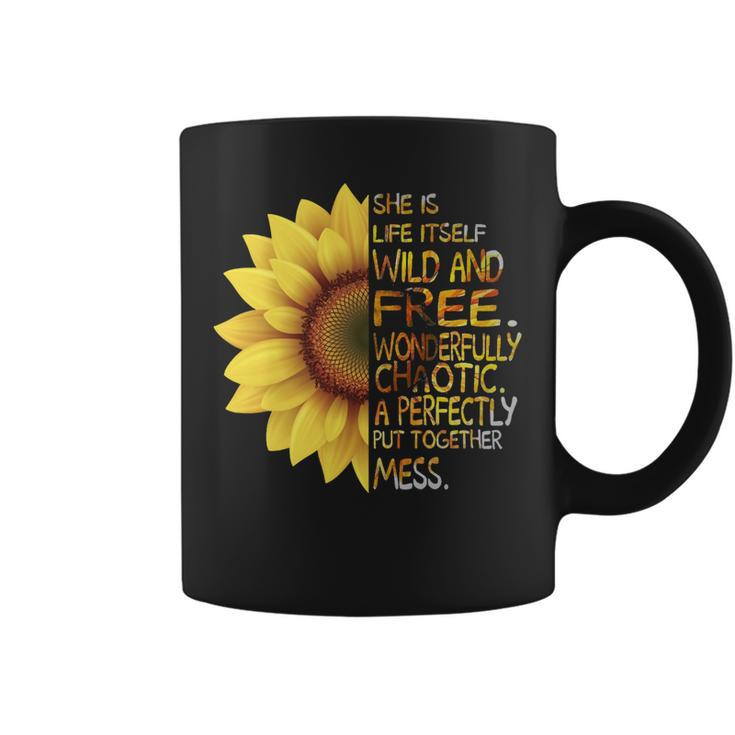 Mother Grandma Sunflower She Was Life Itself Wild And Free 45 Mom Grandmother V2 Coffee Mug