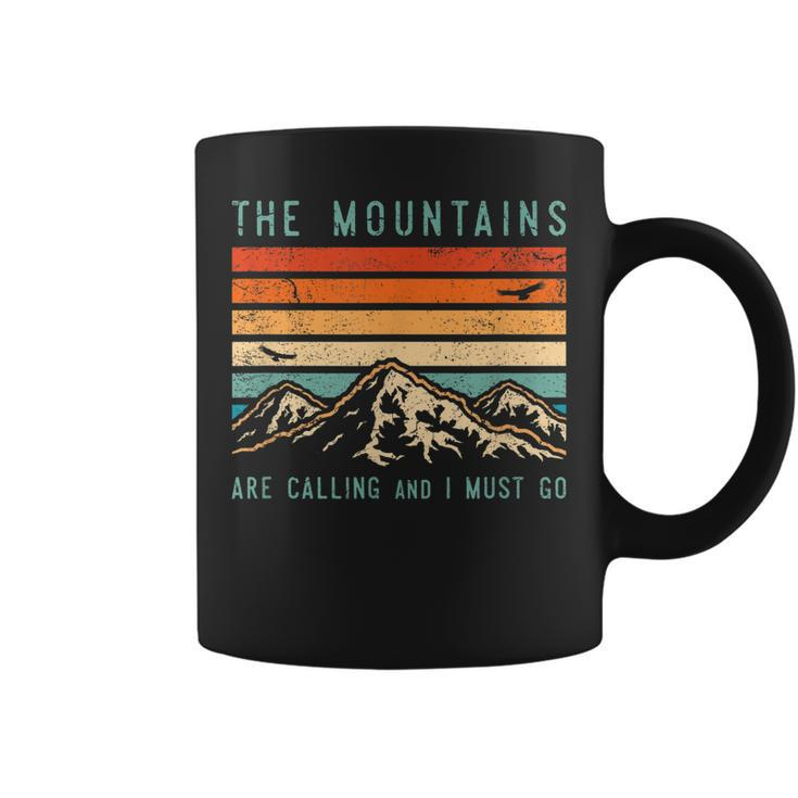 Mountains Are Calling & I Must Go Retro Vintage 80S Mountain Coffee Mug