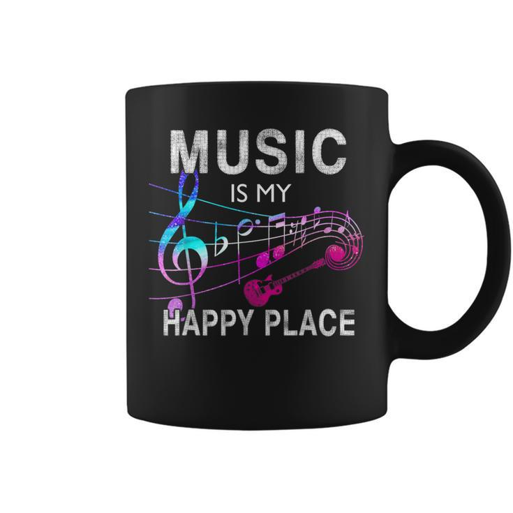 Music Is My Happy Place Inspiring Music Novelty Gift   Coffee Mug