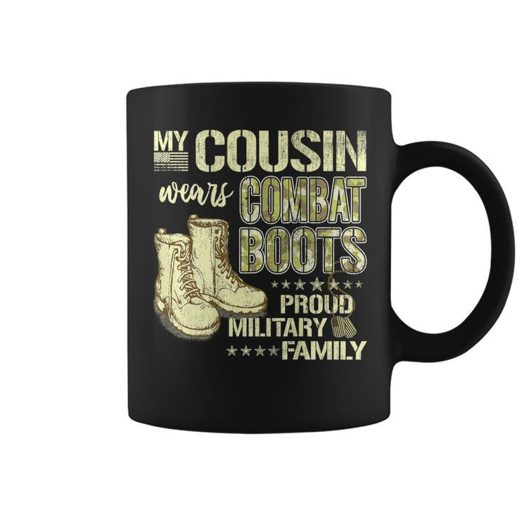 My Cousin Wears Combat Boots Dog Tags Proud Military Family  Coffee Mug