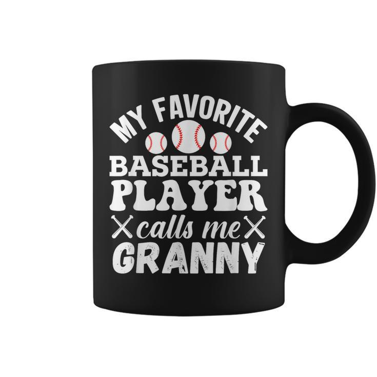 My Favorite Baseball Player Calls Me Granny Heart Ball Gifts  Coffee Mug