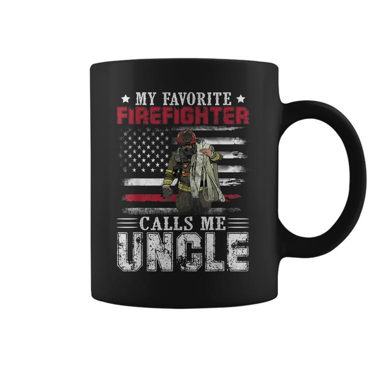 My Favorite Firefighter Calls Me Uncle American Flag Gift Coffee Mug