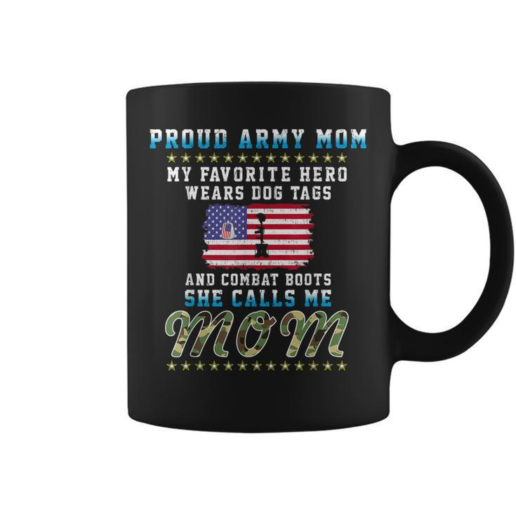 My Favorite Hero Wears Dog Tags &Combat Bootsproud Army Mom  Coffee Mug