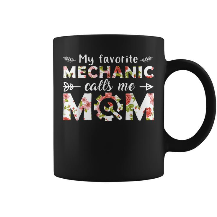 My Favorite Mechanic Calls Me Mom Cute Floral Mechanic Mom Coffee Mug