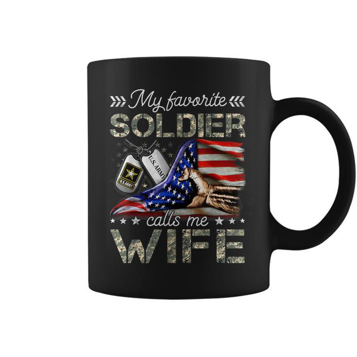 My Favorite Soldier Calls Me Wife Proud Army Wife  Coffee Mug