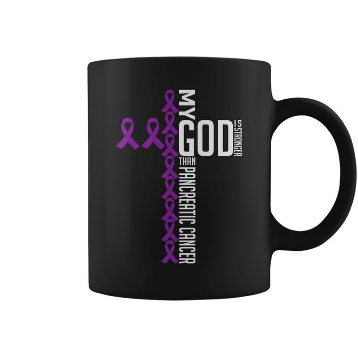 My God Is Stronger Than Pancreatic Cancer Awareness Warrior   Coffee Mug
