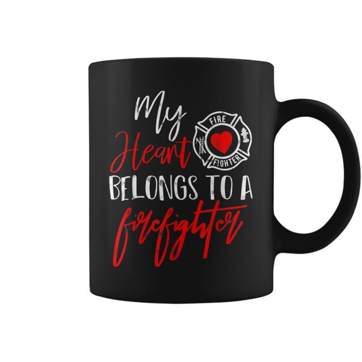 My Heart Belongs To A Firefighter Gift For Wife Girlfriend  Coffee Mug