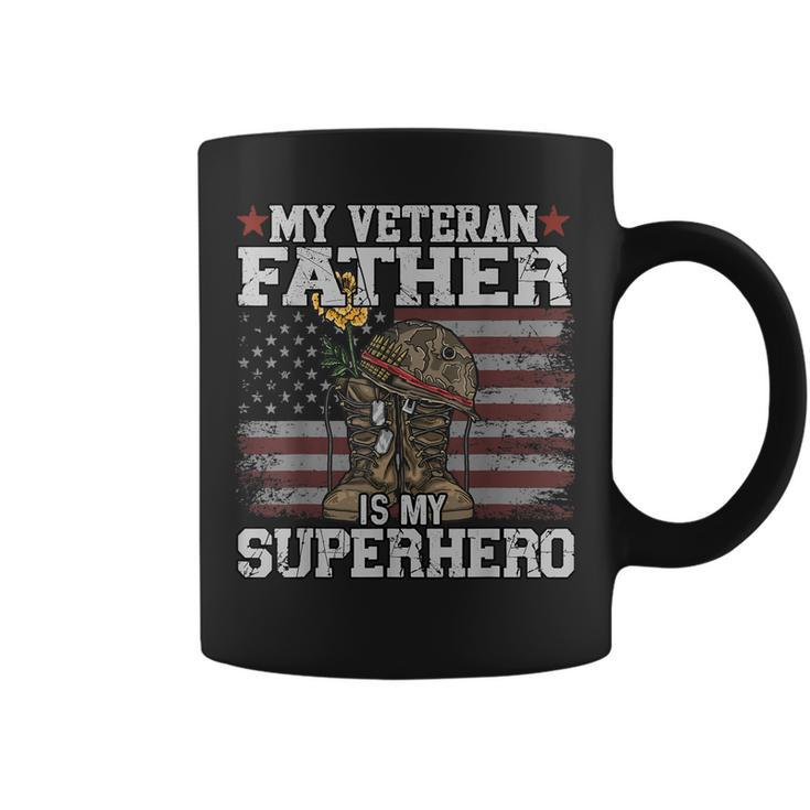 My Veteran Father Is My Superhero Flag Military Veteran Day  Coffee Mug