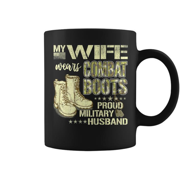 My Wife Wears Combat Boots Dog Tags Proud Military Husband  Coffee Mug
