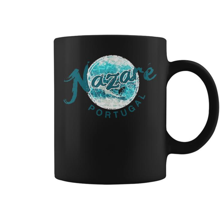Nazare Portugal Big Wave Surfing Vintage Coffee Mug