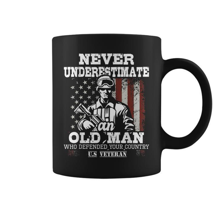 Never Underestimate An Old Man - Patriotic Us Veteran Flag  Coffee Mug
