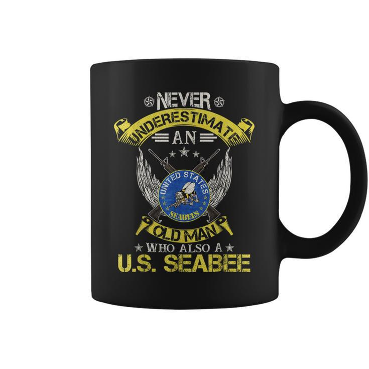 Never Underestimate An Old Man Us Seabee Military Veteran Coffee Mug