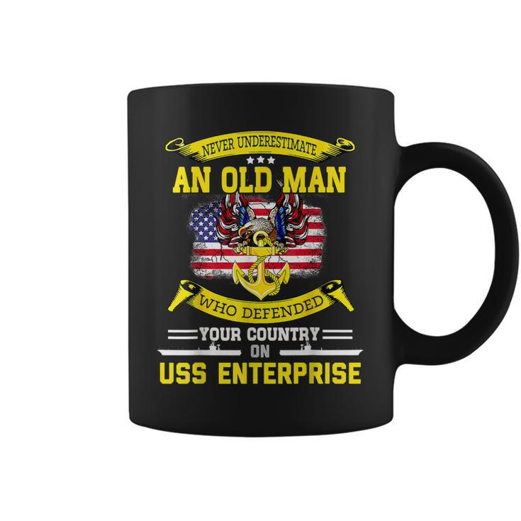 Never Underestimate Old Man Defended On Uss Aircraft  Coffee Mug