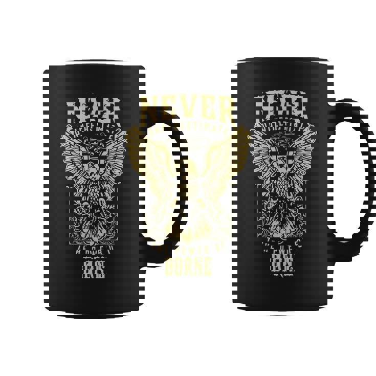 Never Underestimate The Power Of Borne  Personalized Last Name Coffee Mug