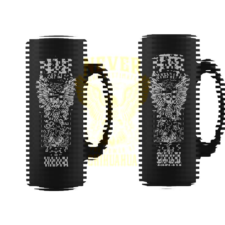 Never Underestimate The Power Of Chihuahua Personalized Last Name Coffee Mug