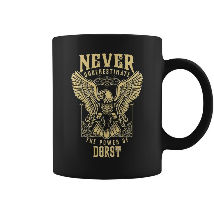 Never Underestimate The Power Of Dors Personalized Last Name Coffee Mug