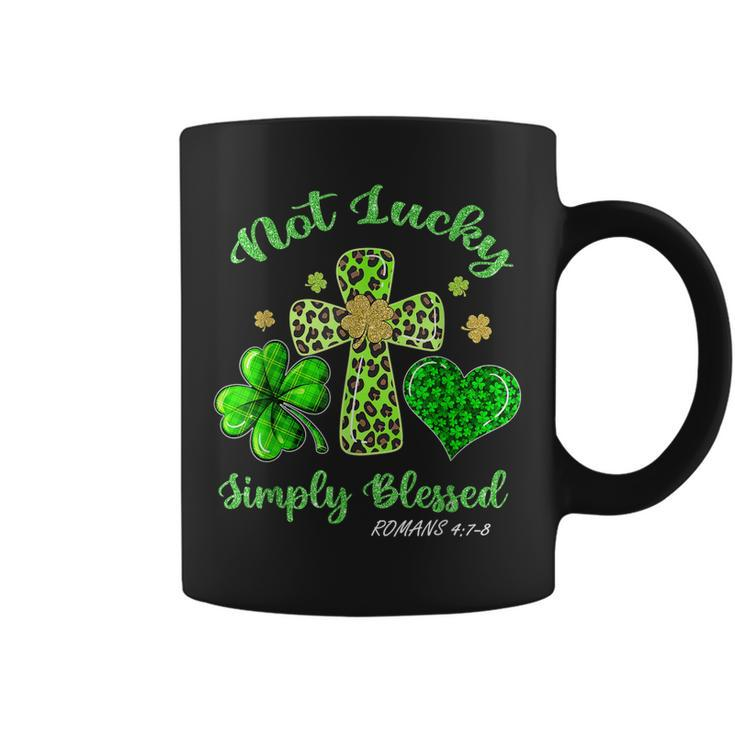 Not Lucky Simply Blessed Leopard Cross Shamrock St Patrick  Coffee Mug