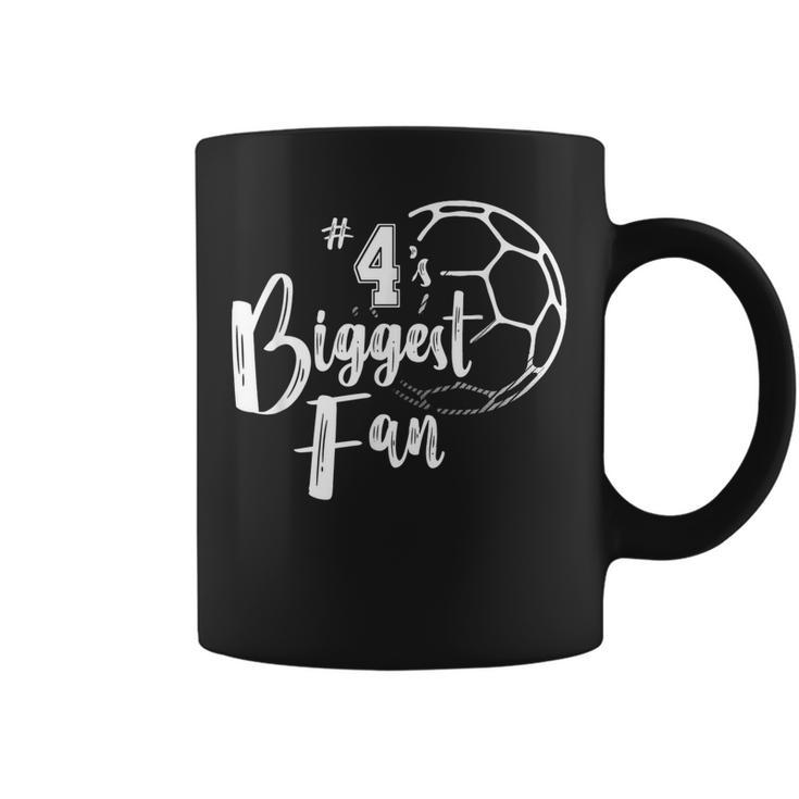 Number 4S Biggest Fan  Soccer Player Mom Dad Family  Coffee Mug