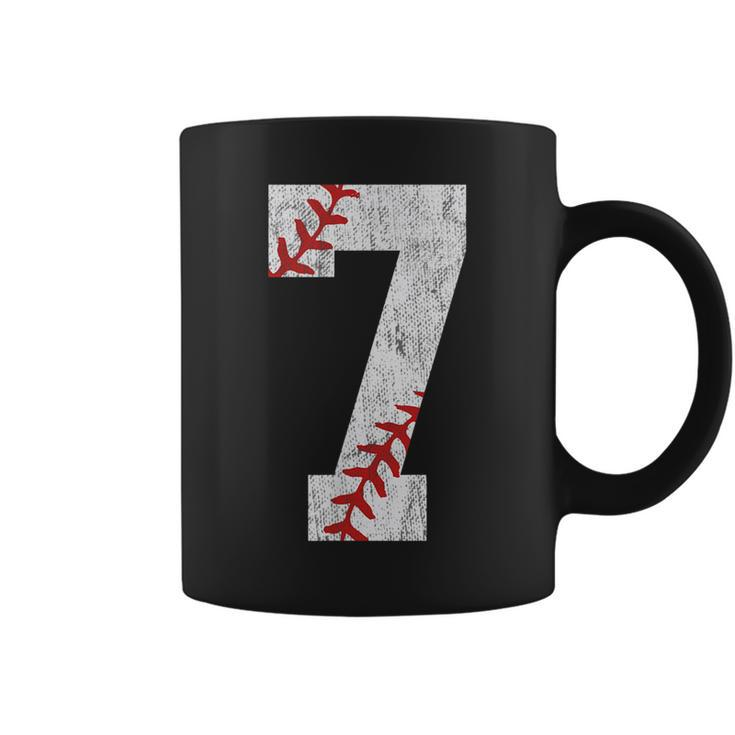 Number 7 Vintage 7Th Birthday Baseball Lover 7 Years Old  Coffee Mug