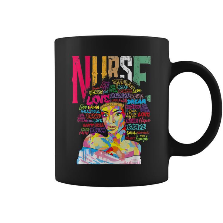 Nurse Black Woman Magic Afro Melanin Queen Black History  Coffee Mug