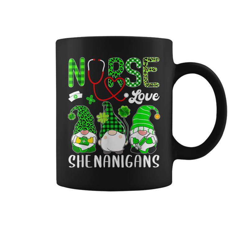 Nurse Love Shenanigans Funny Gnomes St Patricks Day Shamrock V2 Coffee Mug