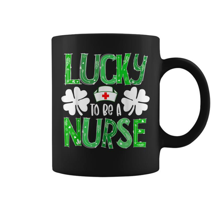 Nurse St Patricks Day Lucky To Be A Nurse Shamrocks Plaid  Coffee Mug