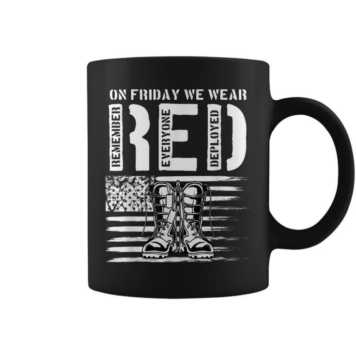 On Friday We Wear Red Friday Military Support Troops Us Flag Coffee Mug