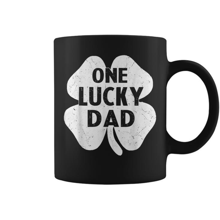 One Lucky Dad  St Patricks Day Shamrock Daddy  Coffee Mug